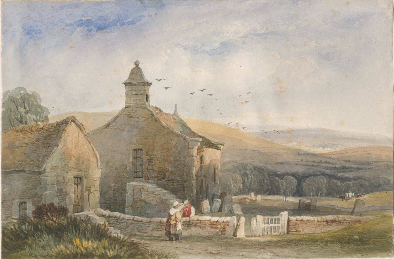 Elkstone Chapel: akvarell festmény, nd [?XIX. század] alkotó: Lewis John Wood