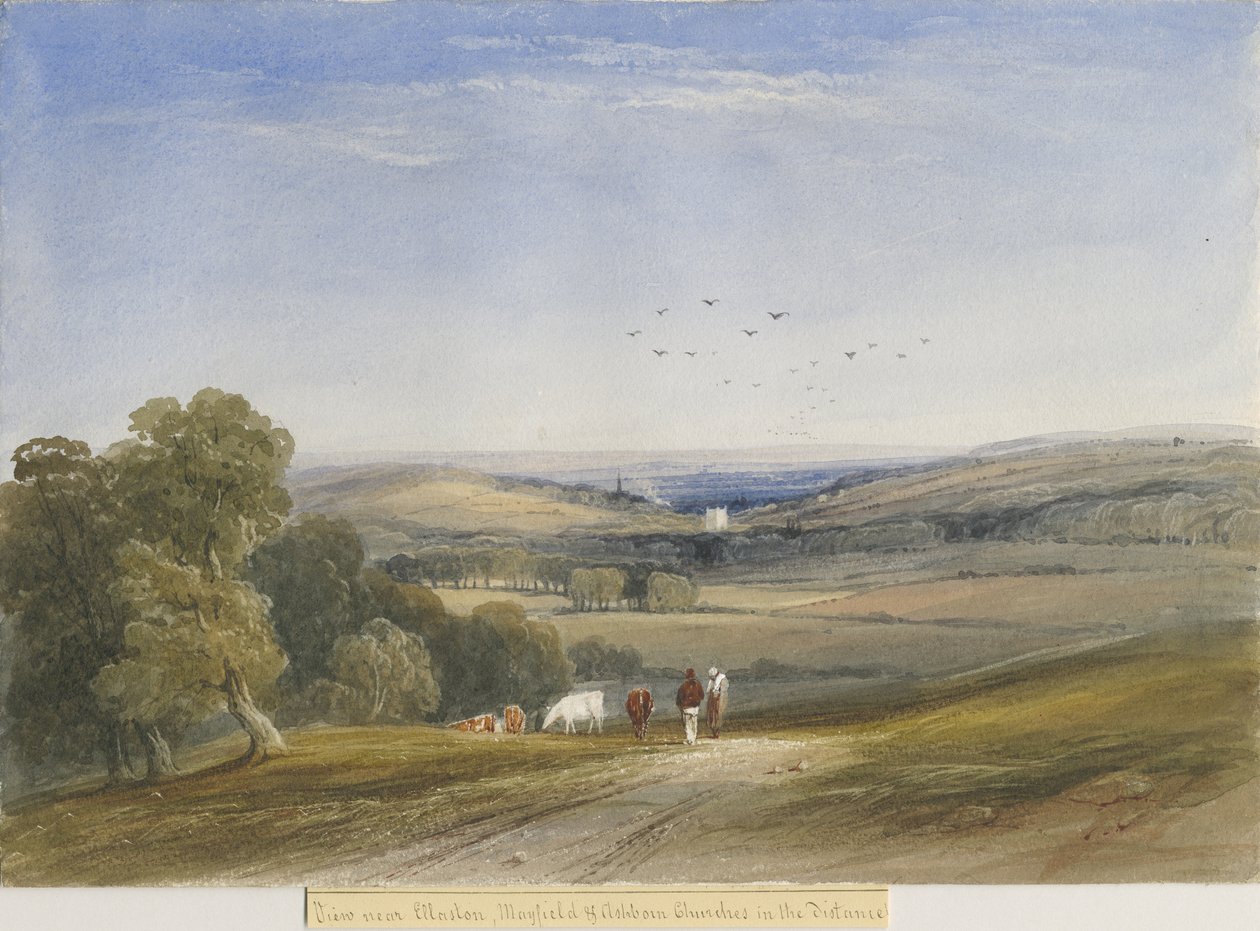 Ellastone templom: akvarell festmény, nd [?XIX. század] alkotó: Lewis John Wood