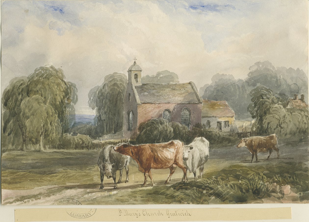 Gratwich templom: akvarell festészet, és [c 1830-1840] alkotó: Lewis John Wood
