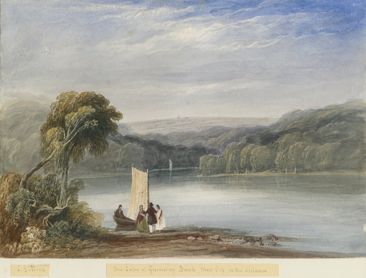 Greenway Bank - Lake: akvarell festészet, és [c 1830-1840] (festmény) alkotó: Lewis John Wood