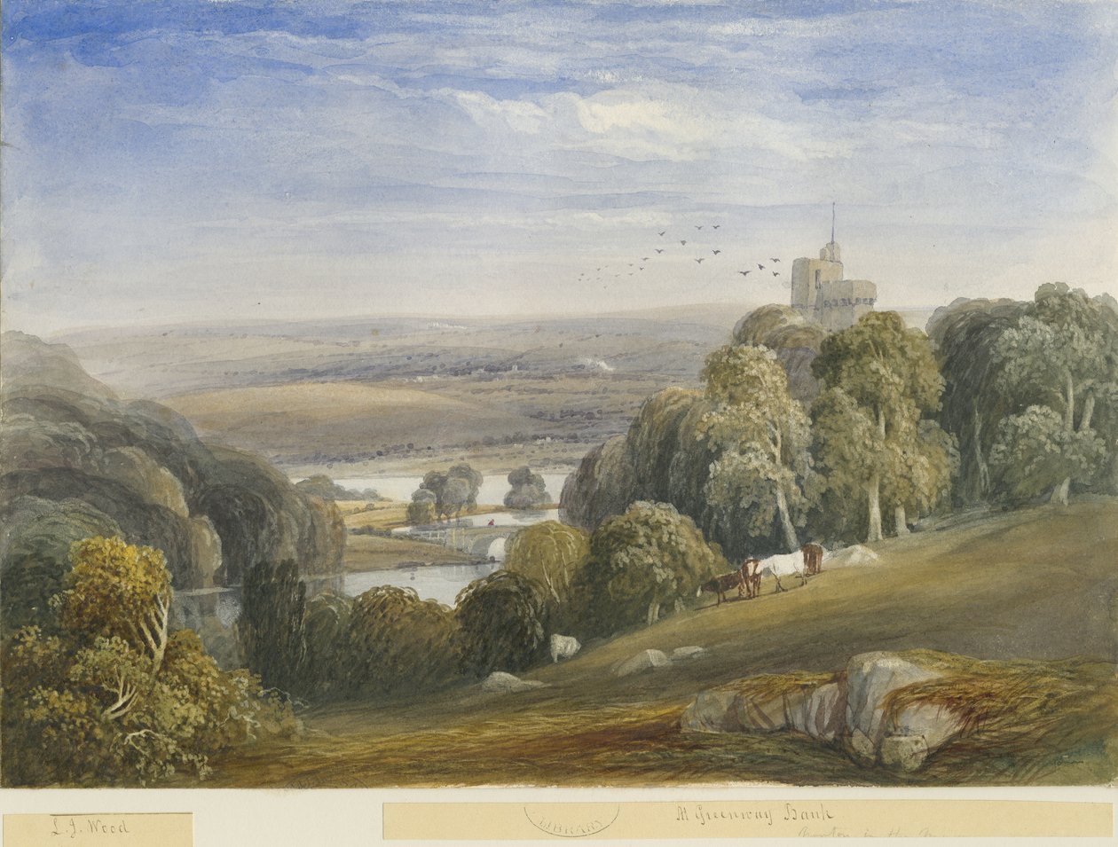 Greenway Bank – Lake: akvarell festészet, és [c 1830-1840] alkotó: Lewis John Wood