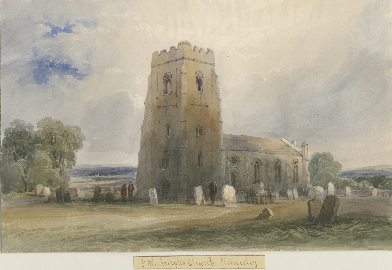 Kingsley templom: akvarell festészet, és [c 1830-1840] alkotó: Lewis John Wood