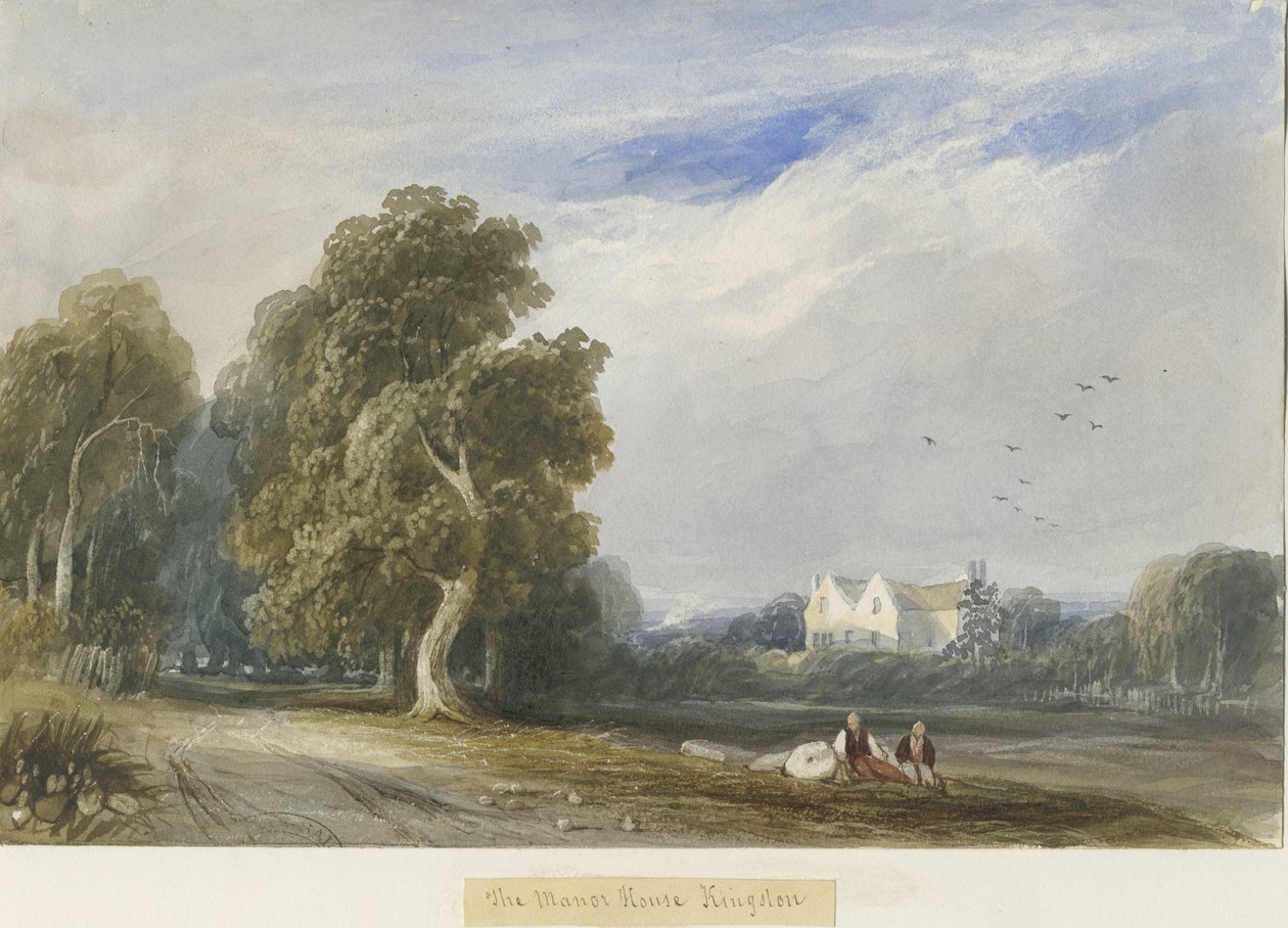 Kingstone – The Manor House: akvarell festészet, és [c 1830-1840] alkotó: Lewis John Wood