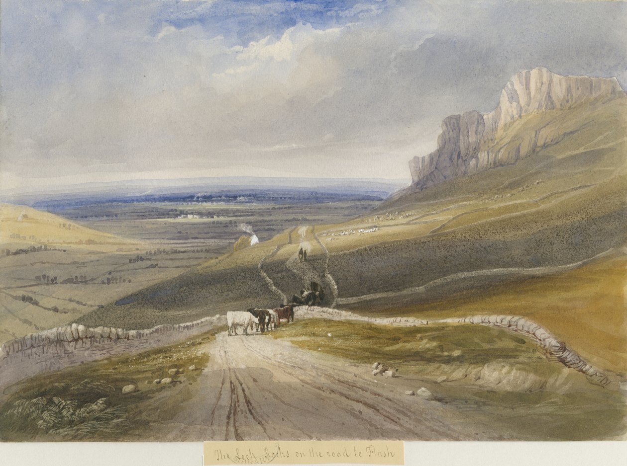 Póréhagyma – Sziklák a Flush felé vezető úton: akvarellfestés, és [c 1830-1840] alkotó: Lewis John Wood