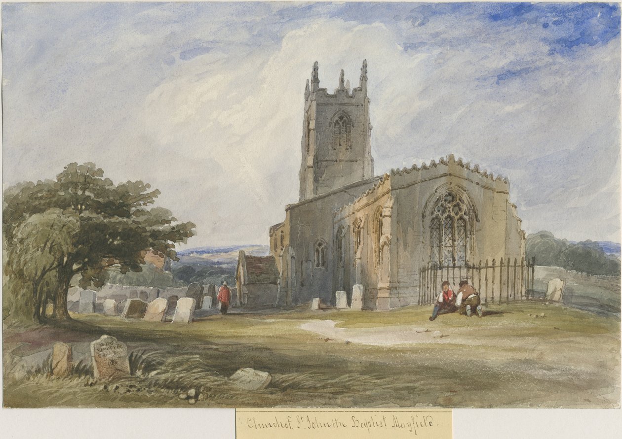 Mayfield Church: akvarell festészet, és [c 1830-1840] alkotó: Lewis John Wood