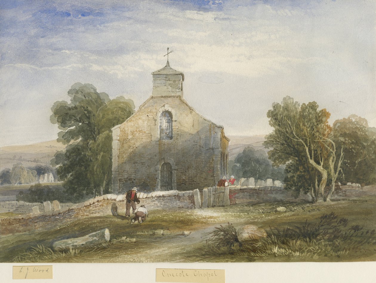 Onecote templom: akvarell festészet, és [c 1830-1840] alkotó: Lewis John Wood