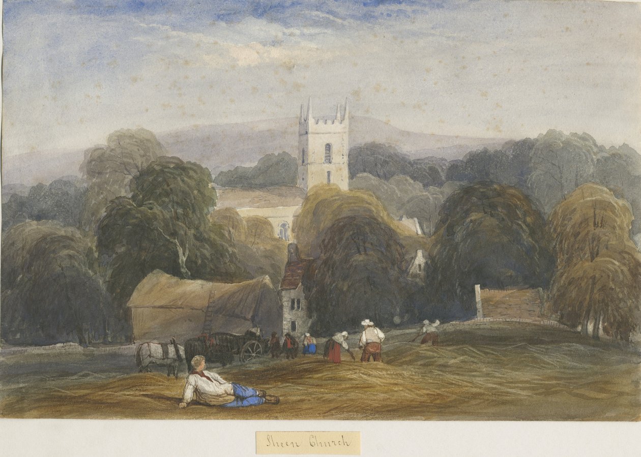 Sheen Church: akvarell festészet, és [c 1830-1840] alkotó: Lewis John Wood