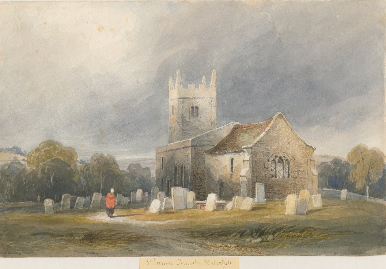 Waterfall Church: akvarell festészet, és [c 1830-1840] alkotó: Lewis John Wood