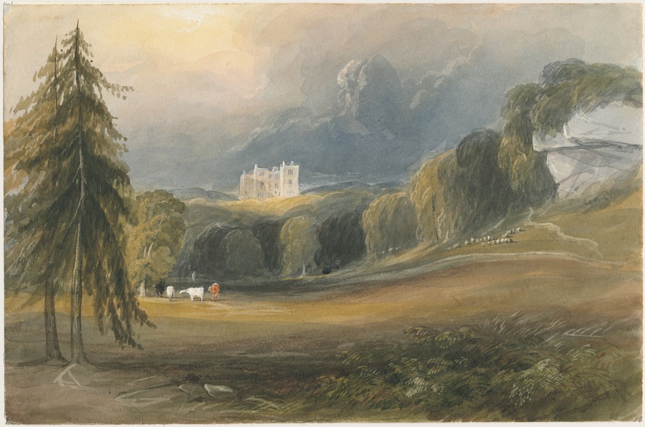 Wootton Lodge: akvarell festészet, és [c 1830-1840] alkotó: Lewis John Wood