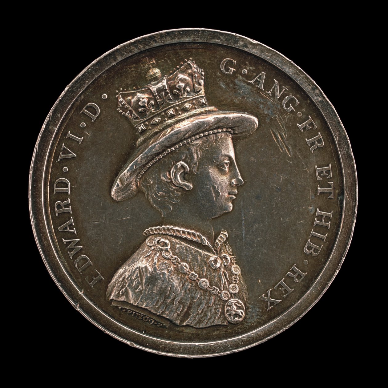 VI. Edward, 1537-1553, Anglia királya 1547-ben a Krisztus Kórház iskolájának kitüntetése, alapítása 1552 alkotó: Lewis Pingo