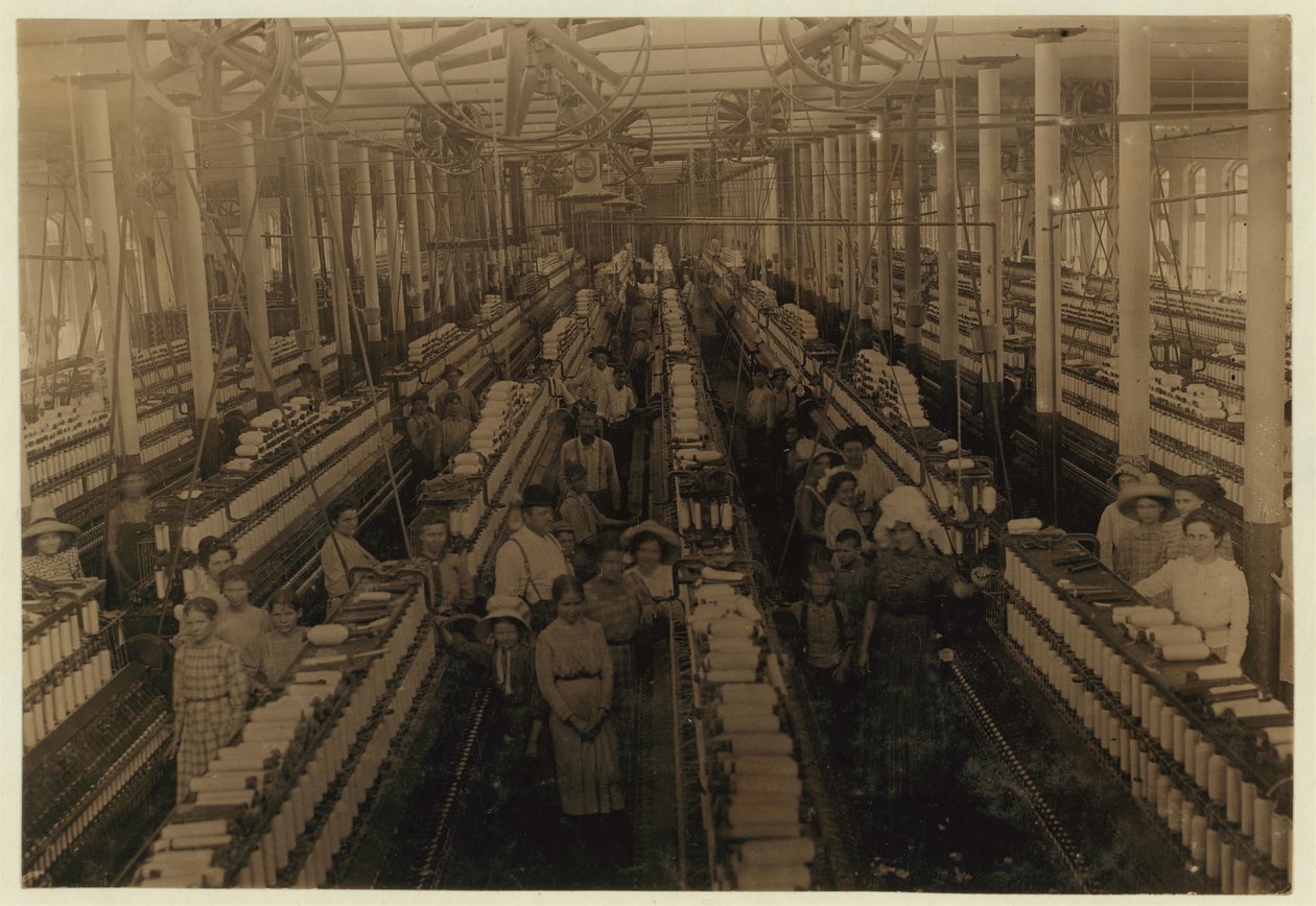 Gyerekek dolgoznak a fonószobában a Magnolia Cotton Millsben, Mississippi, 1911 alkotó: Lewis Wickes Hine