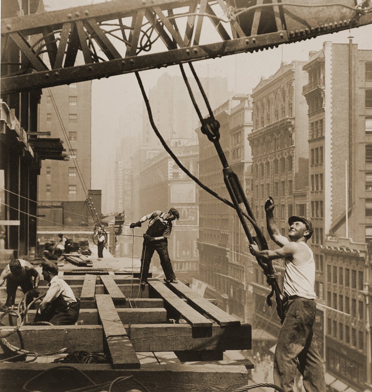 Építőmunkások Empire State Building, 1930 körül alkotó: Lewis Wickes Hine