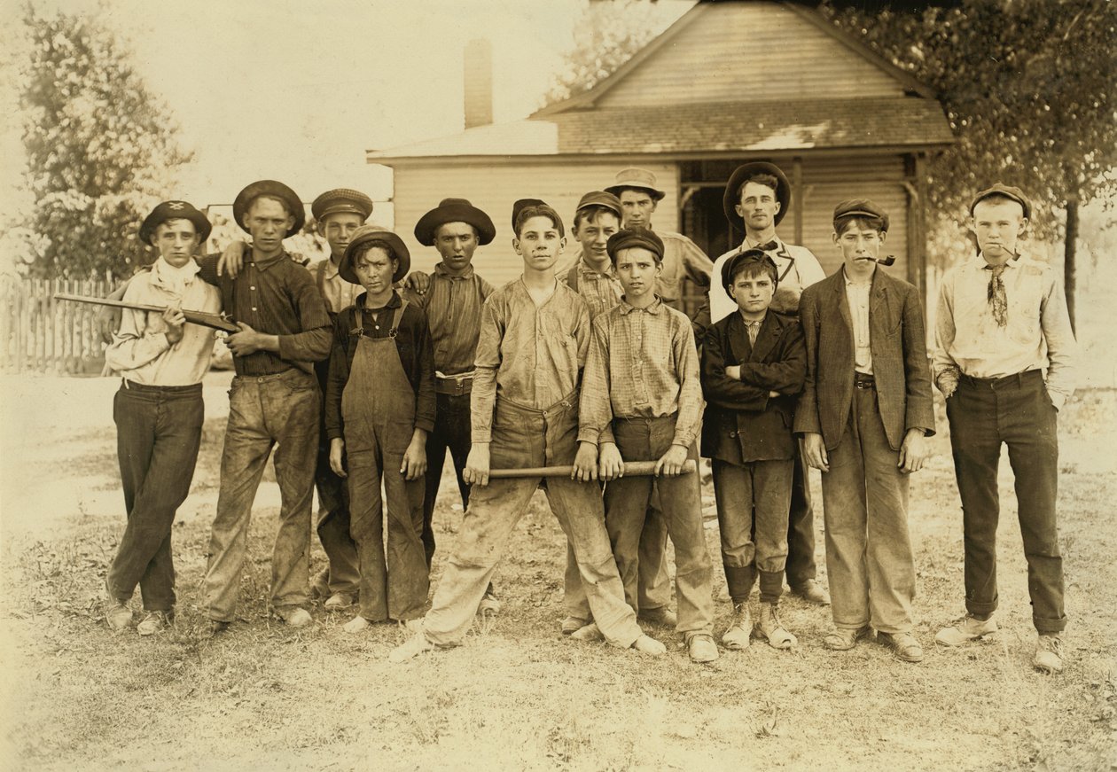 A labdacsapat többnyire üvegmunkásokból állt. Indiana alkotó: Lewis Wickes Hine