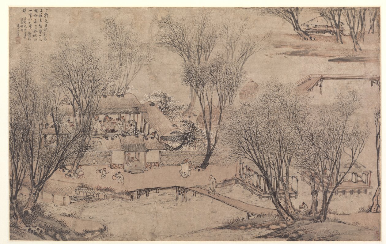 Újév napja egy faluban a Stone Lake mellett, 1609. alkotó: Li Shida