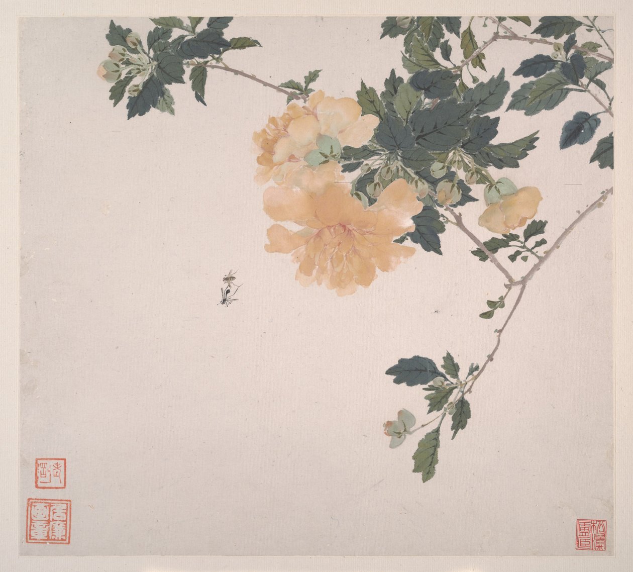Rovarok és virágok, keltezés 1865 (nyolc lapból álló album; tinta és szín, papír) alkotó: Lian Ju