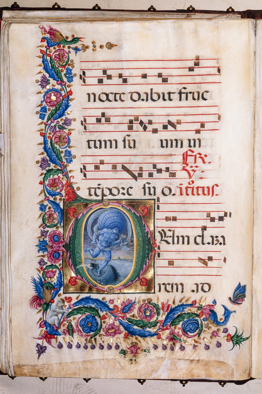 Piccolomini Könyvtár: kóruskönyv, cod. 20,5, ff. 36v „Aeolus”-szal, Liberale da Verona (kb. 1445-1527/9). alkotó: Liberale da Verona