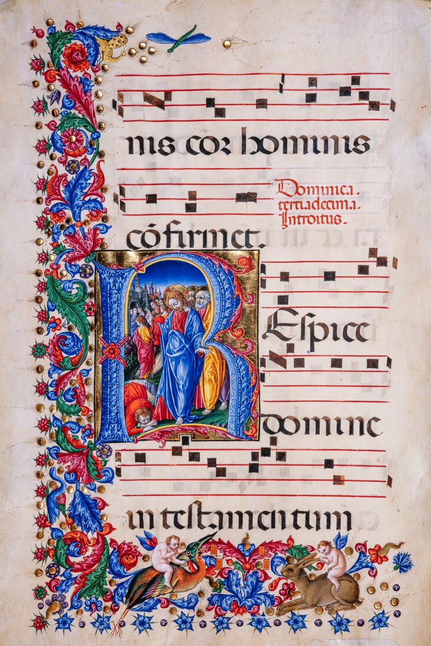Piccolomini Könyvtár: kóruskönyv, cod. 24,9, ff. 67v a „Leper gyógyításával”, Liberale da Verona (kb. 1445-1527/9). alkotó: Liberale da Verona