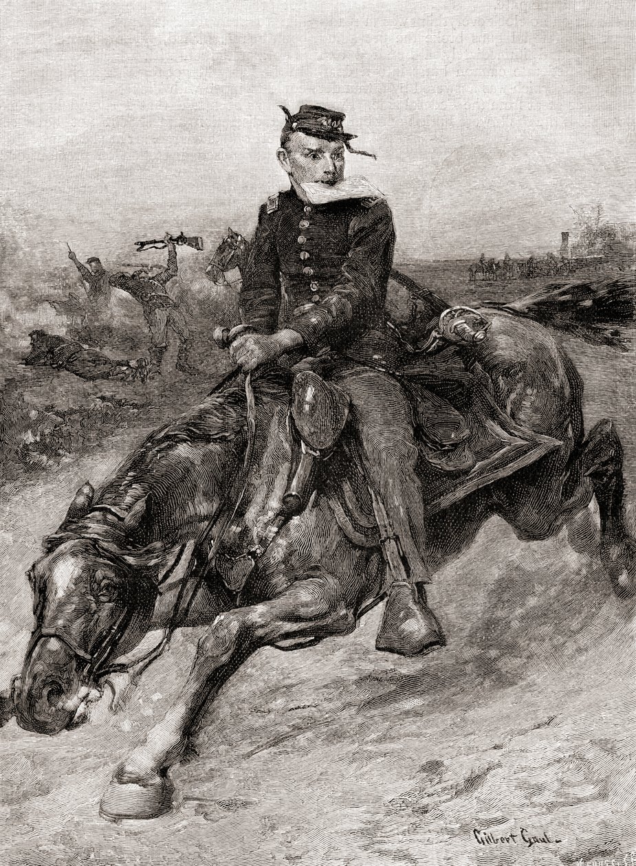 Egy diszpécserlovas az amerikai polgárháború idején, a The Century Magazine-tól, 1887-ben (metszet) alkotó: Unbekannt Unbekannt
