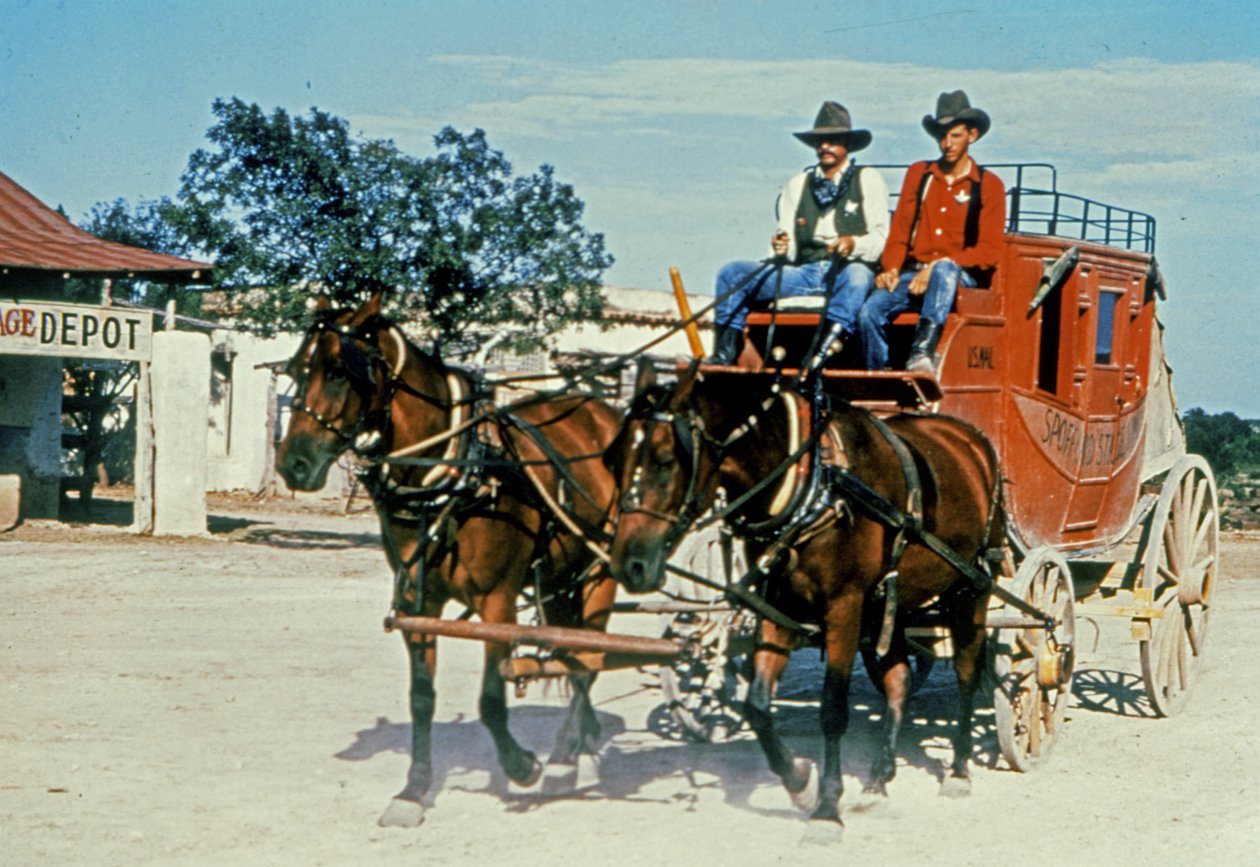 Egy felújított postakocsi Alamo Village-ben, Brackettville-ben, Texasban (fotó) alkotó: Unbekannt Unbekannt