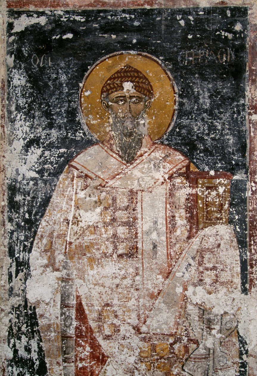 Apostol, freskó a bizánci Szent Apostolok templomában az Athéni Agorában, Görögországban alkotó: Unbekannt Unbekannt