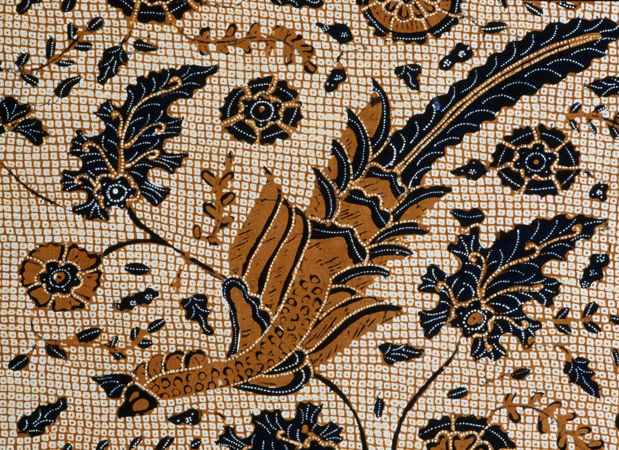 Batik hagyományos dizájnnal, peksi podang néven, Surakarta, Java, Indonézia, részletek alkotó: Unbekannt Unbekannt