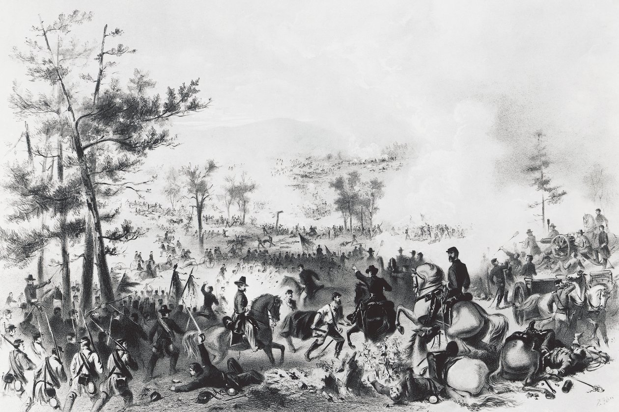 Gettysburgi csata, a George Gordon Meade vezette uniós erők győzelme és Robert Edward Lee tábornok veresége július 1-3. alkotó: Unbekannt Unbekannt