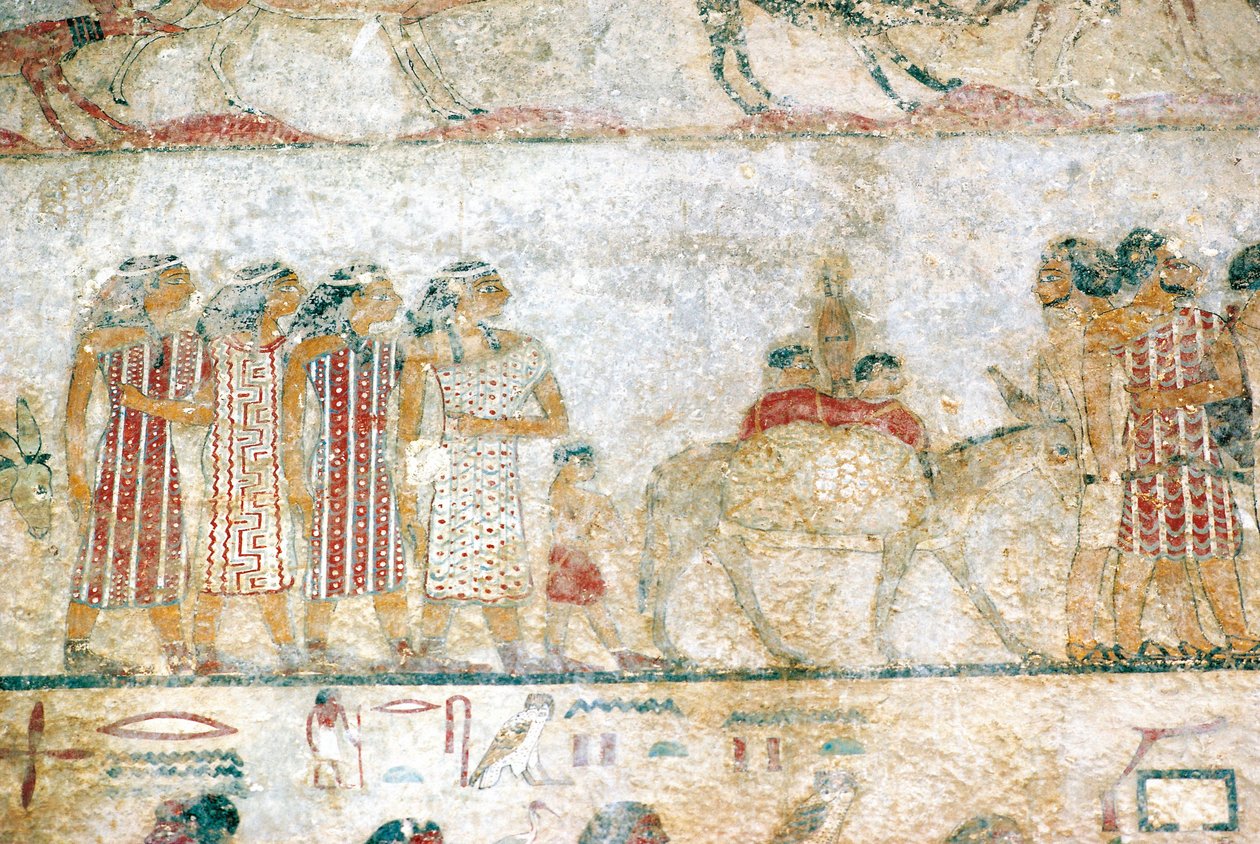 Beni-Hasan nekropolisz. Khnumhotep sírja III. Részlet: ázsiai lakókocsit ábrázoló falfestmény. Középbirodalom. alkotó: Unbekannt Unbekannt