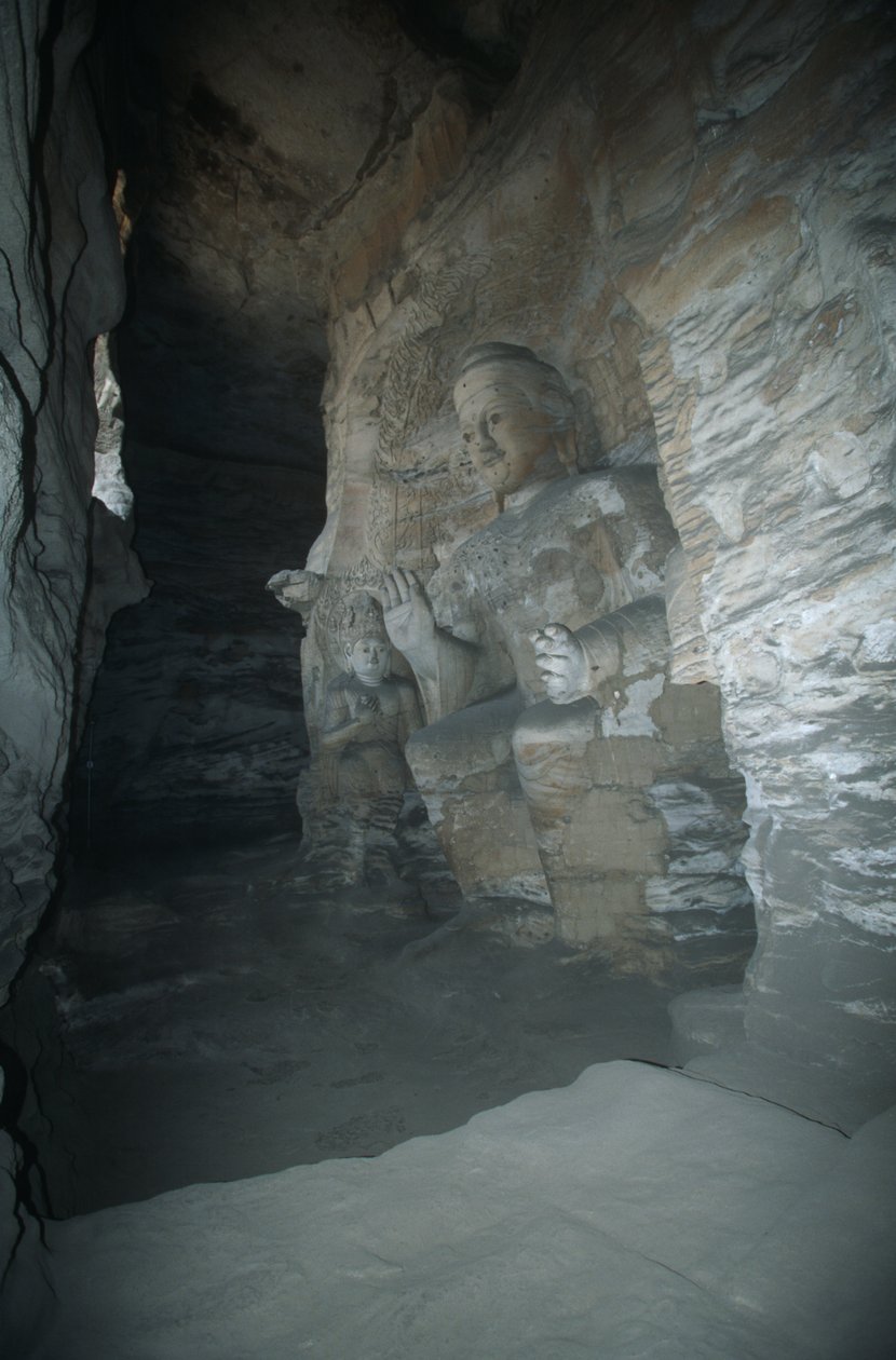 China, Shanxi province, sandstone statue of Buddha in Yungang Grottoes alkotó: Unbekannt Unbekannt