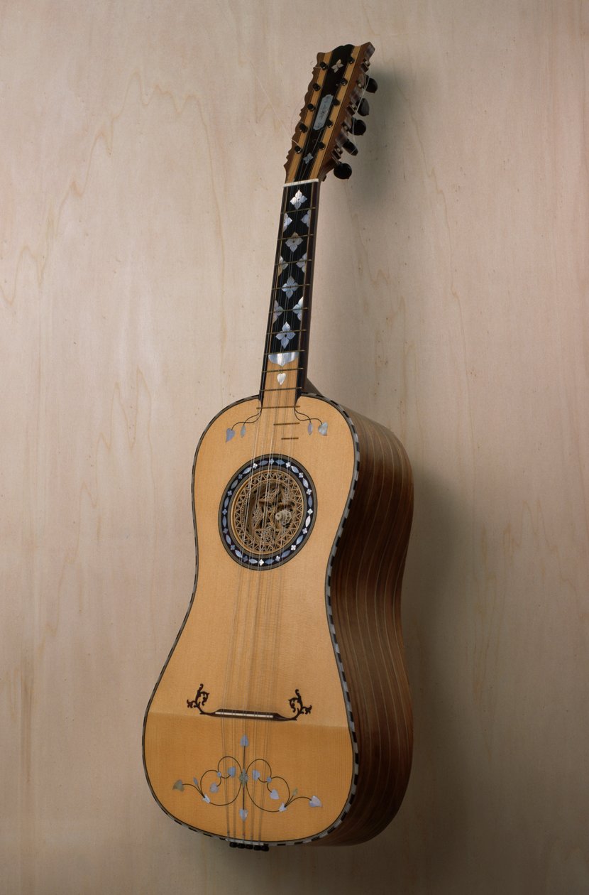 Chitarra battente (gitár), a Campania állambeli Praianóban, Pasquale Scala lantművész műhelyében épített hangszer. Olaszország, XX. század alkotó: Unbekannt Unbekannt