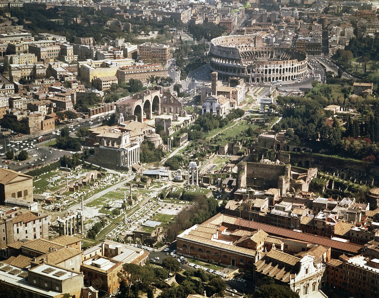Colosseum vagy Flavius-amfiteátrum, légi felvétel, i.sz. 70-80, Róma, Olaszország (fotó) alkotó: Unbekannt Unbekannt