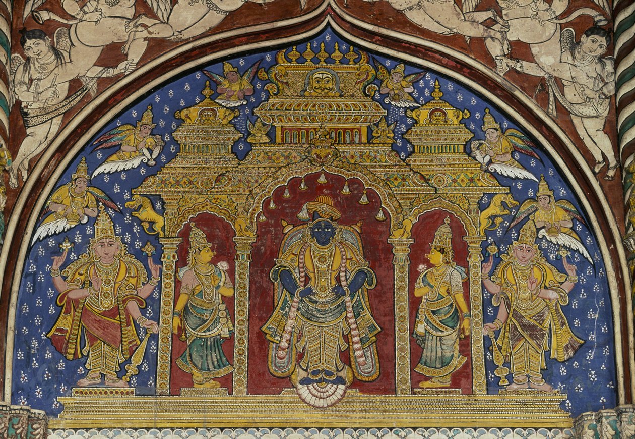 Visnut ábrázoló freskó, Thanjavur Maratha palota, Tamil Nadu, India alkotó: Unbekannt Unbekannt