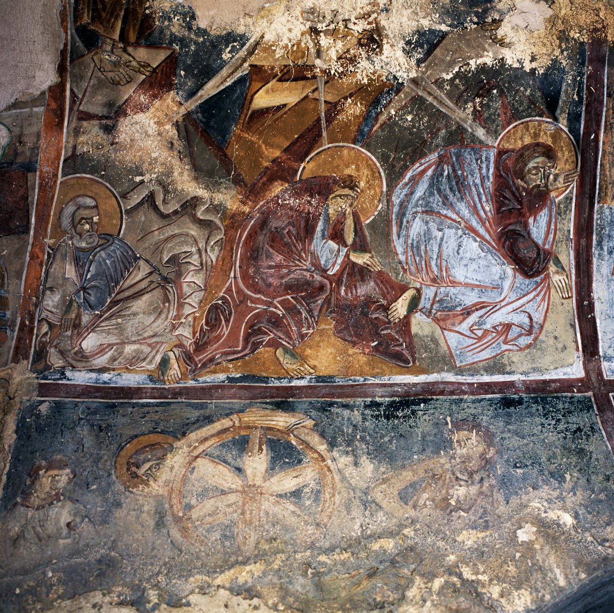 Szentek freskója az Agios Georgios Xifoforos bizánci templomban, Apodoulou, Kréta, Görögország (fotó) alkotó: Unbekannt Unbekannt