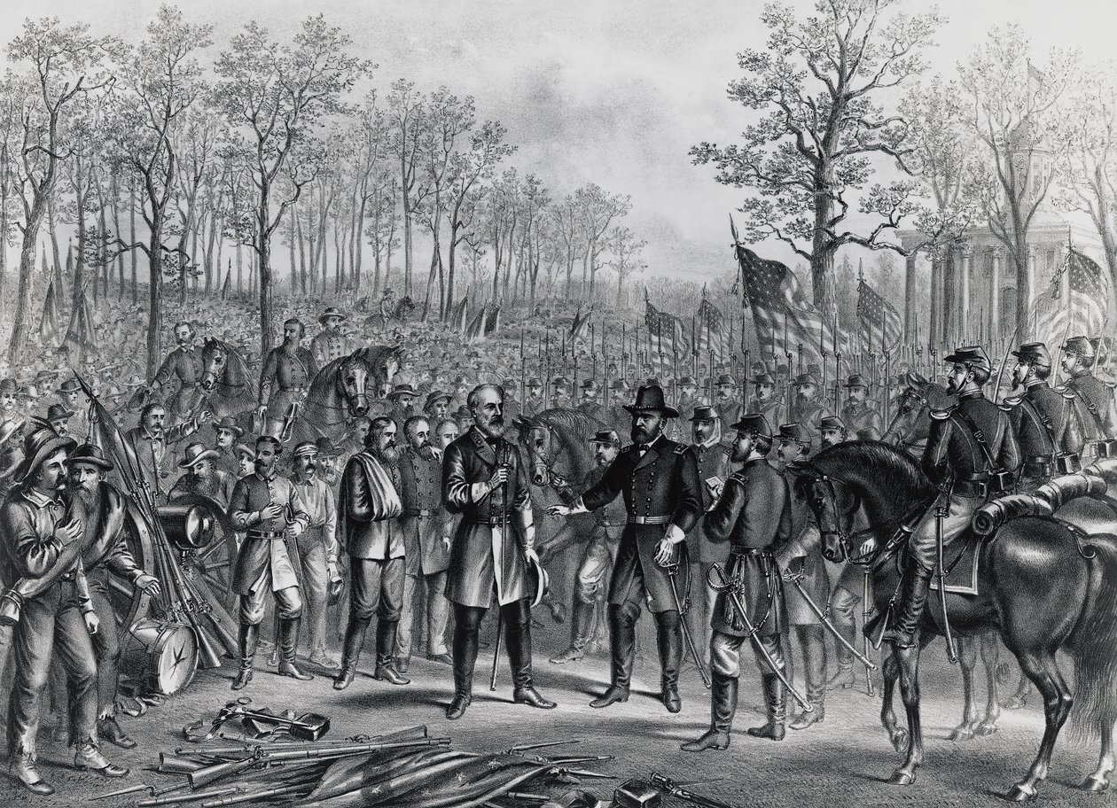 Robert Lee tábornok megadja magát Ulysses Grant tábornoknak Appomattoxban, április 9-én alkotó: Unbekannt Unbekannt