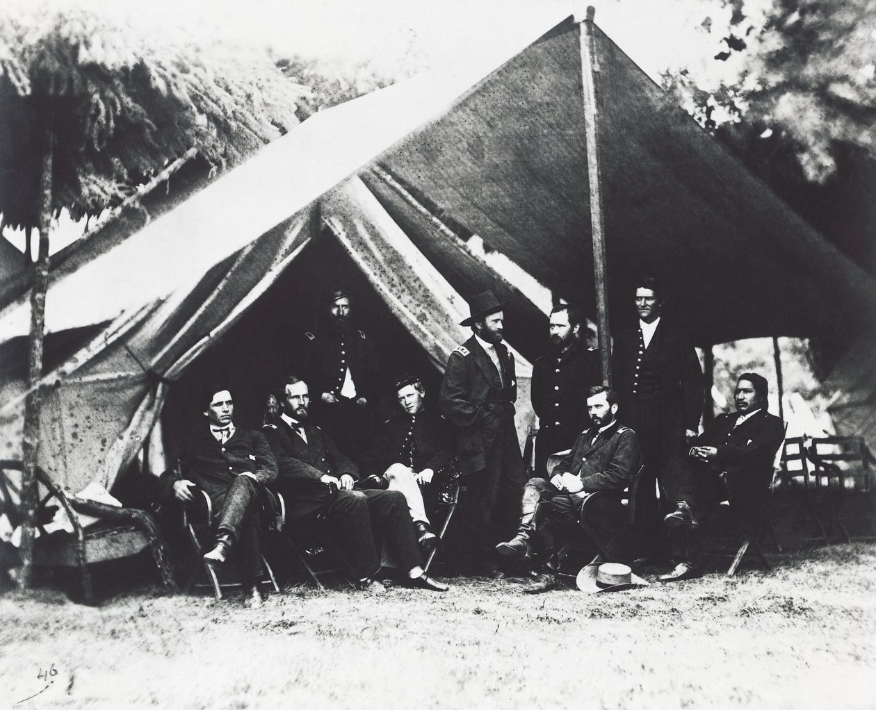 Ulysses Grant tábornok és munkatársai City Pointban, 1864 nyarán, amerikai polgárháború, USA alkotó: Unbekannt Unbekannt