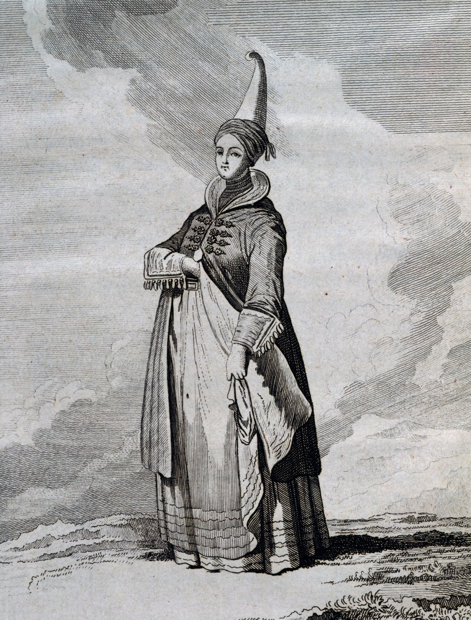 Izlandi nő, Yves-Joseph de Kerguelen-Tremarec (1734-1797) metszete az Északi-tengeren 1767 és 1768 közötti utazásból alkotó: Unbekannt Unbekannt