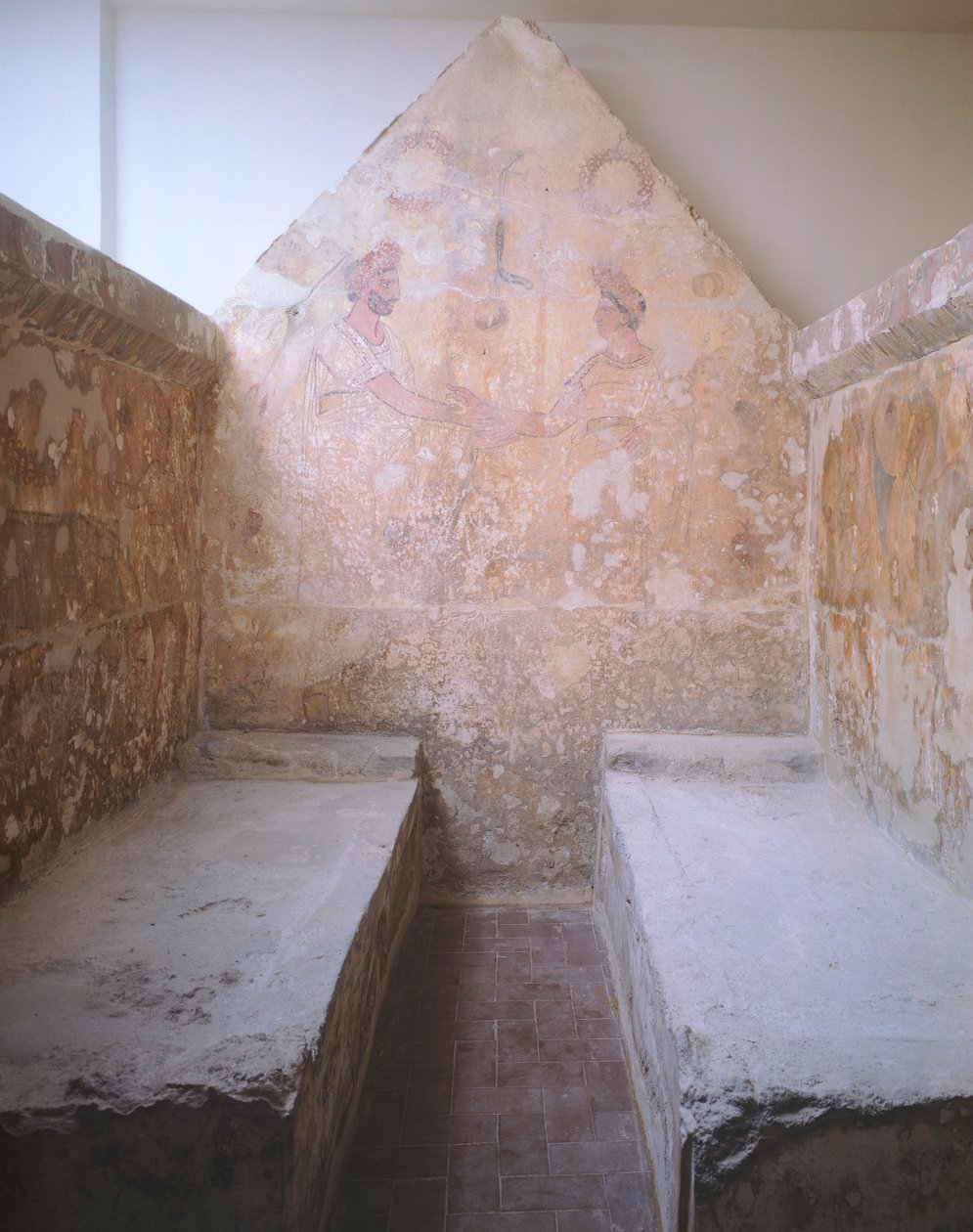 Olaszország, Campania, Paestum, búcsúi jelenet, a spinazzói Necropolis 1. sírjának festett táblája, Kr.e. IV. század alkotó: Unbekannt Unbekannt