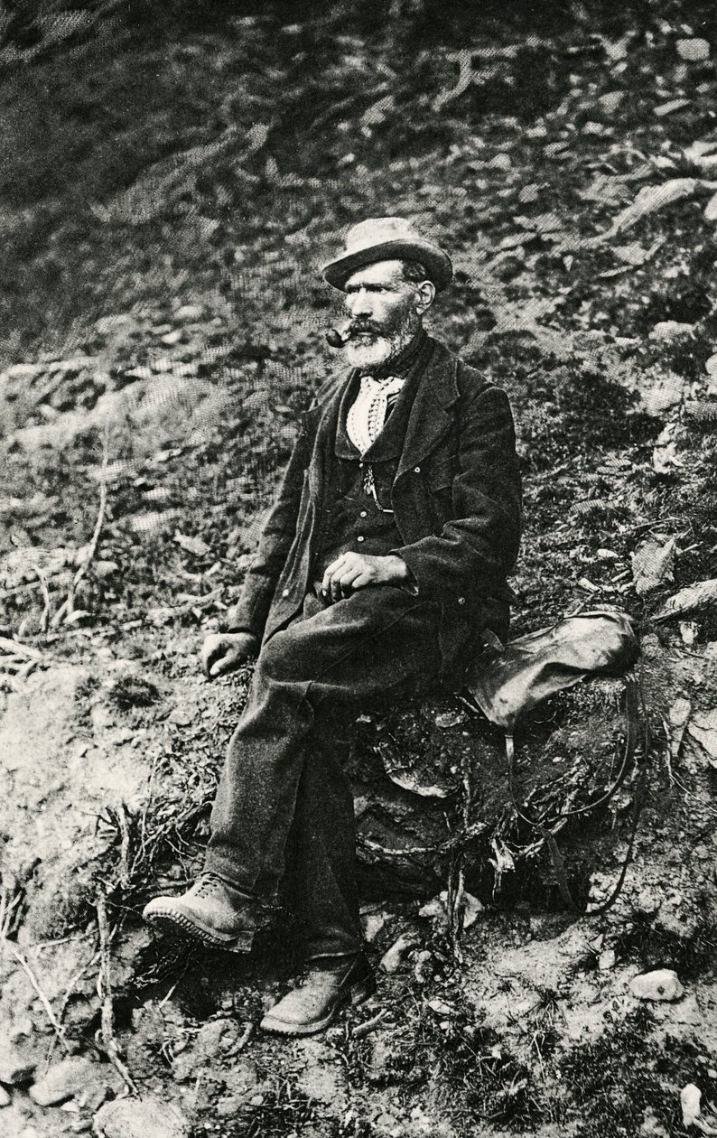 Jean-Antoine Carrel (1829-1890 Valtournenche), Aosta-völgyi hegymászó, aki először lépett fel a Matterhorn csúcsára olasz oldalról augusztus 16-án alkotó: Unbekannt Unbekannt