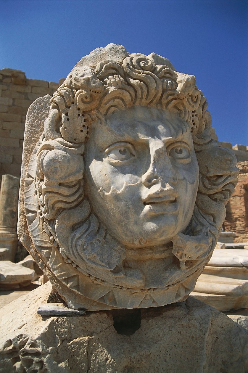 Líbia, Tripolitania, Leptis Magna, Severan Forum, Nereid fej alkotó: Unbekannt Unbekannt