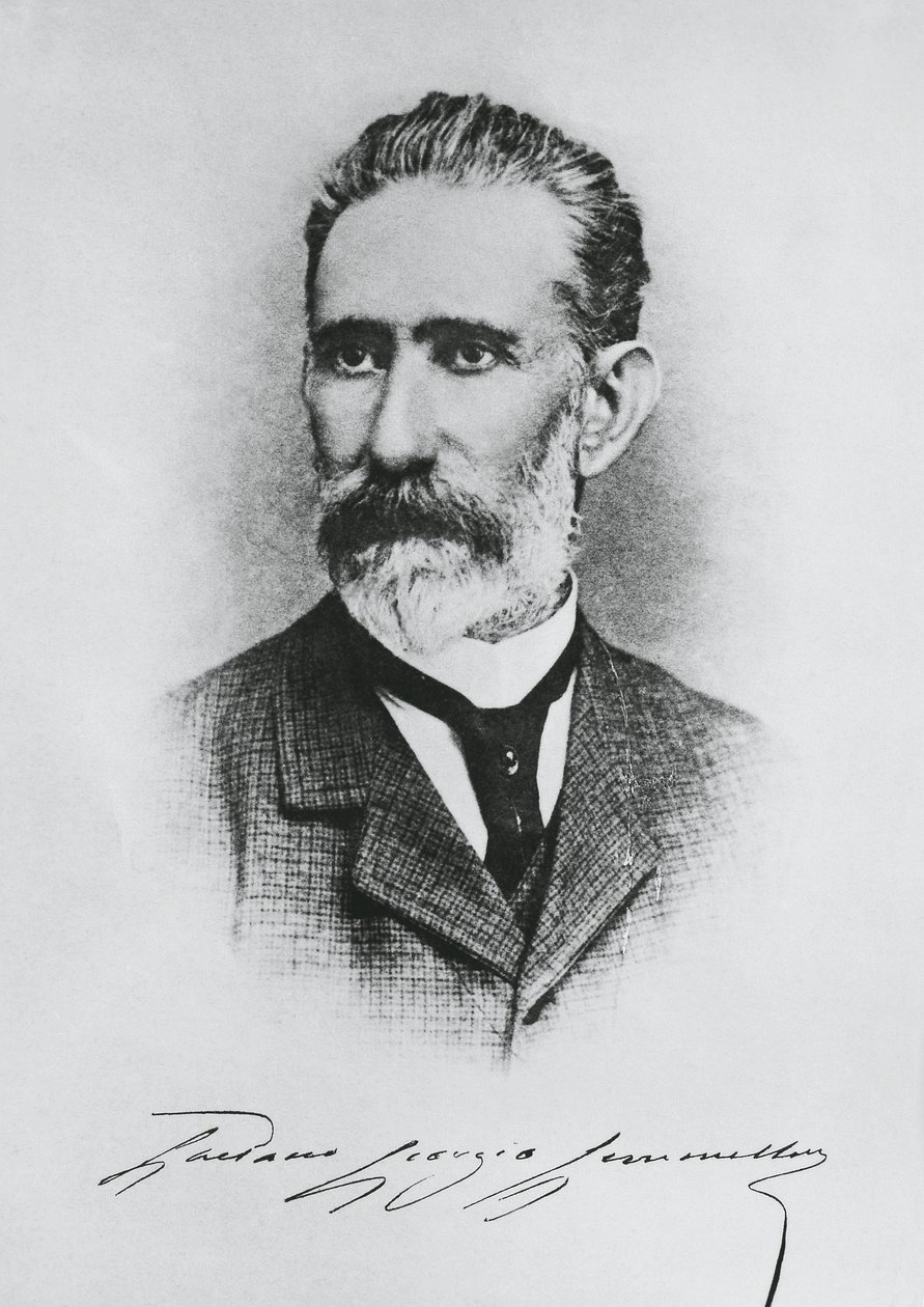 Gaetano Giorgio Gemmellaro (1832-1904) olasz geológus, paleontológus és politikus portréja, metszet alkotó: Unbekannt Unbekannt