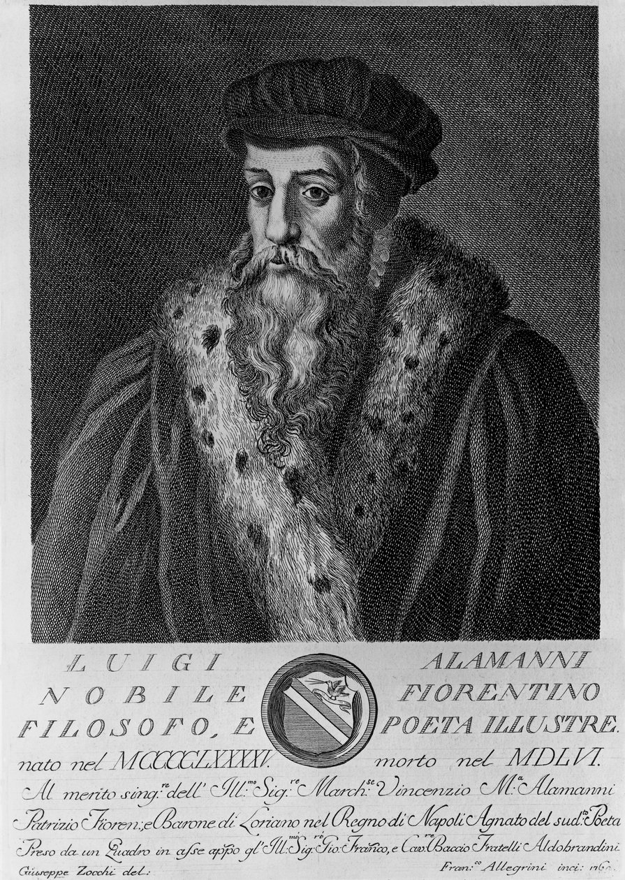 Luigi Alamanni (1495-1556) olasz költő portréja, Francesco Allegrini (1729-1773 után) metszete Giuseppe Zocchi (született 1711-ben vagy 1717-ben, meghalt 1767-ben) rajza alapján alkotó: Unbekannt Unbekannt