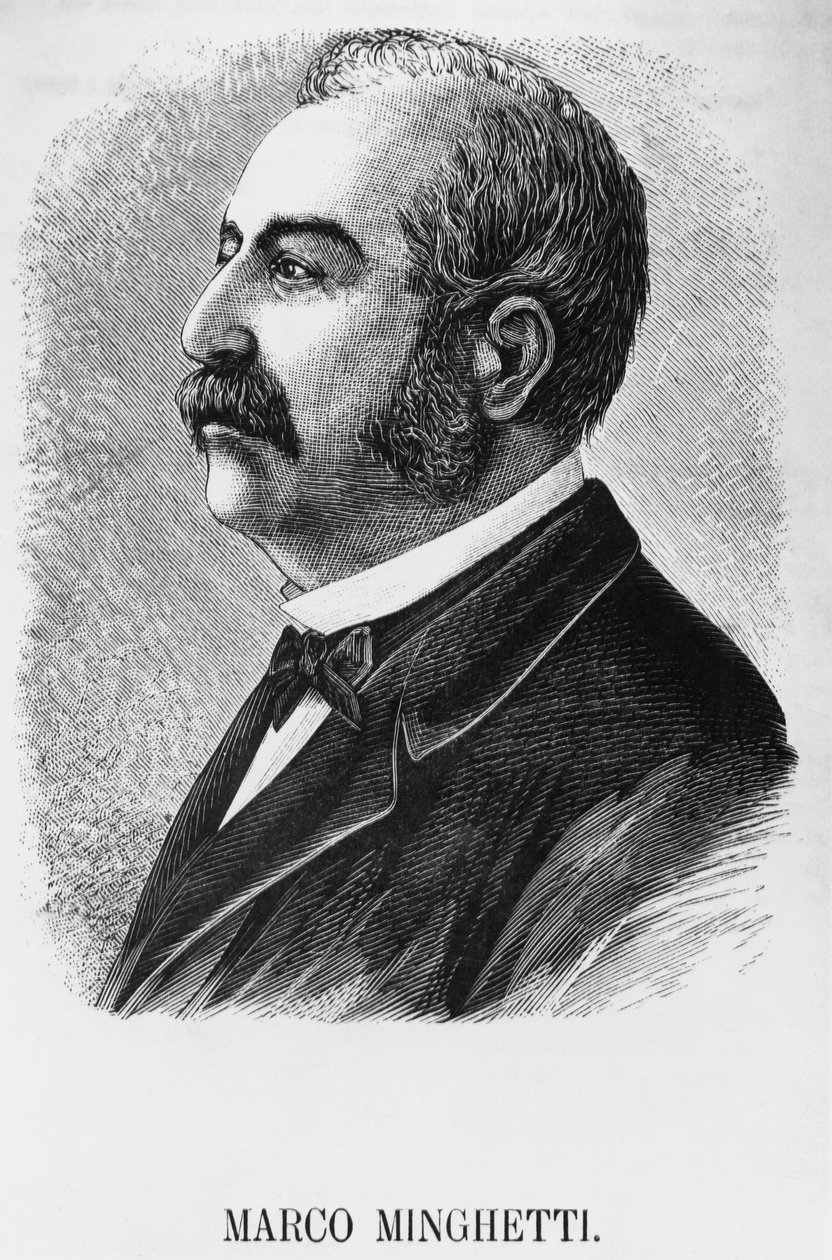 Marco Minghetti (1818-1886) olasz közgazdász és államférfi portréja, aki 1863 és 1864 között, valamint 1873 és 1876 között az Olasz Királyság miniszterelnöke volt, metszet alkotó: Unbekannt Unbekannt