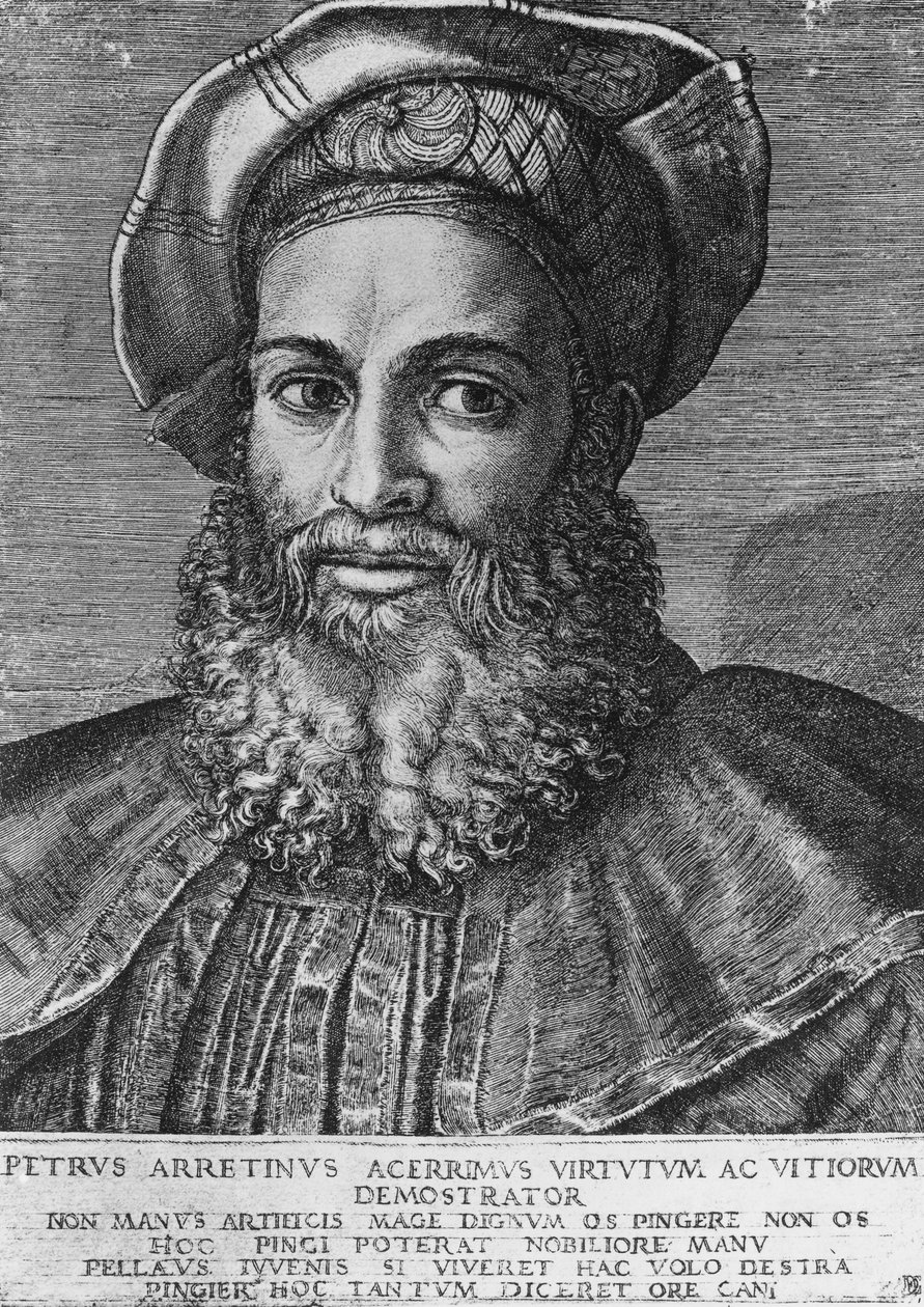 Pietro Aretino (1492-1556) olasz költő, író és drámaíró portréja, Marcantonio Raimondi (született kb. 1470-1482, meghalt: 1527-1534), metszet, 22 3x15 4 cm alkotó: Unbekannt Unbekannt