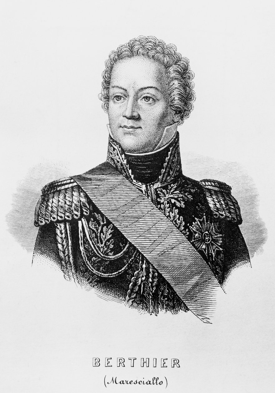 Louis-Alexandre Berthier herceg (1753-1815), francia tábornok, Franciaország marsallja és az első francia birodalom hadügyminiszterének portréja, metszet alkotó: Unbekannt Unbekannt