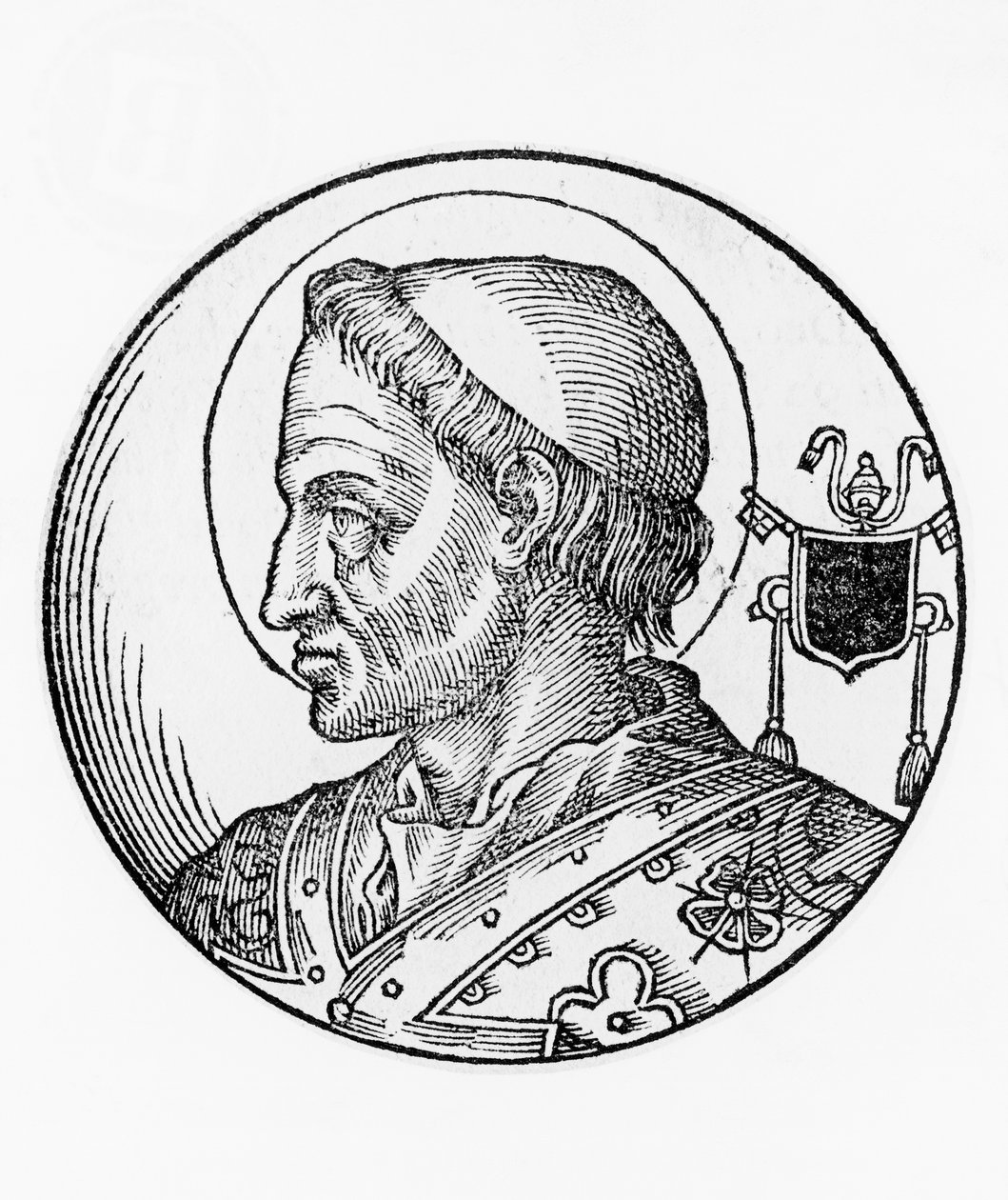 Szent Hormisdás (meghalt 523-ban), a katolikus egyház 52. pápájának portréja 514-ből, metszet alkotó: Unbekannt Unbekannt