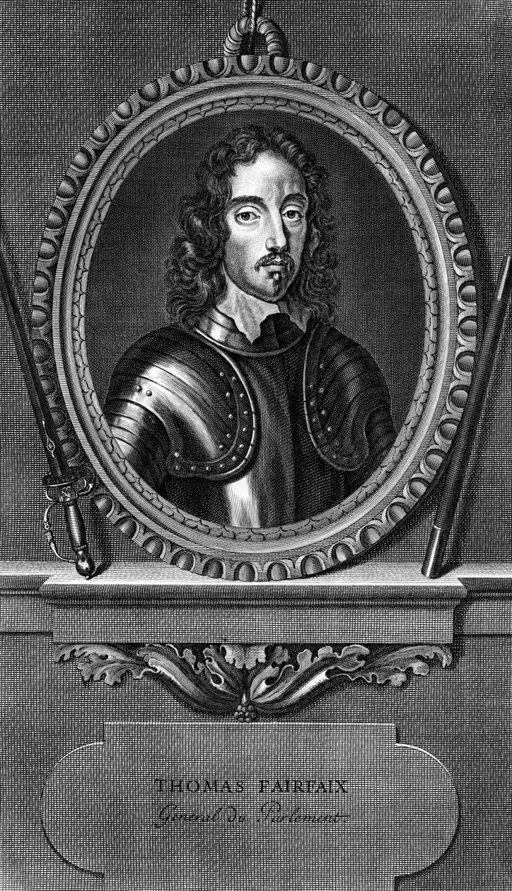 Thomas Fairfax, Cameron 3. Lord Fairfax (1612-1671), angol tábornok és az angol polgárháború alatti parlamenti főparancsnok portréja, metszet alkotó: Unbekannt Unbekannt