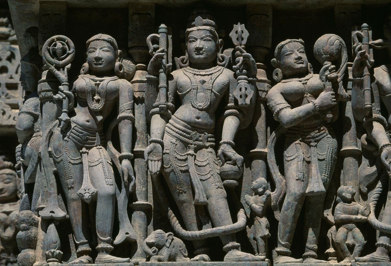 Férfi és női alakokat ábrázoló dombormű, Adishvara templom, Vimalavasi Tuk, templomegyüttes a Shatrunjaya dombon, Palitana, Gujarat, India alkotó: Unbekannt Unbekannt