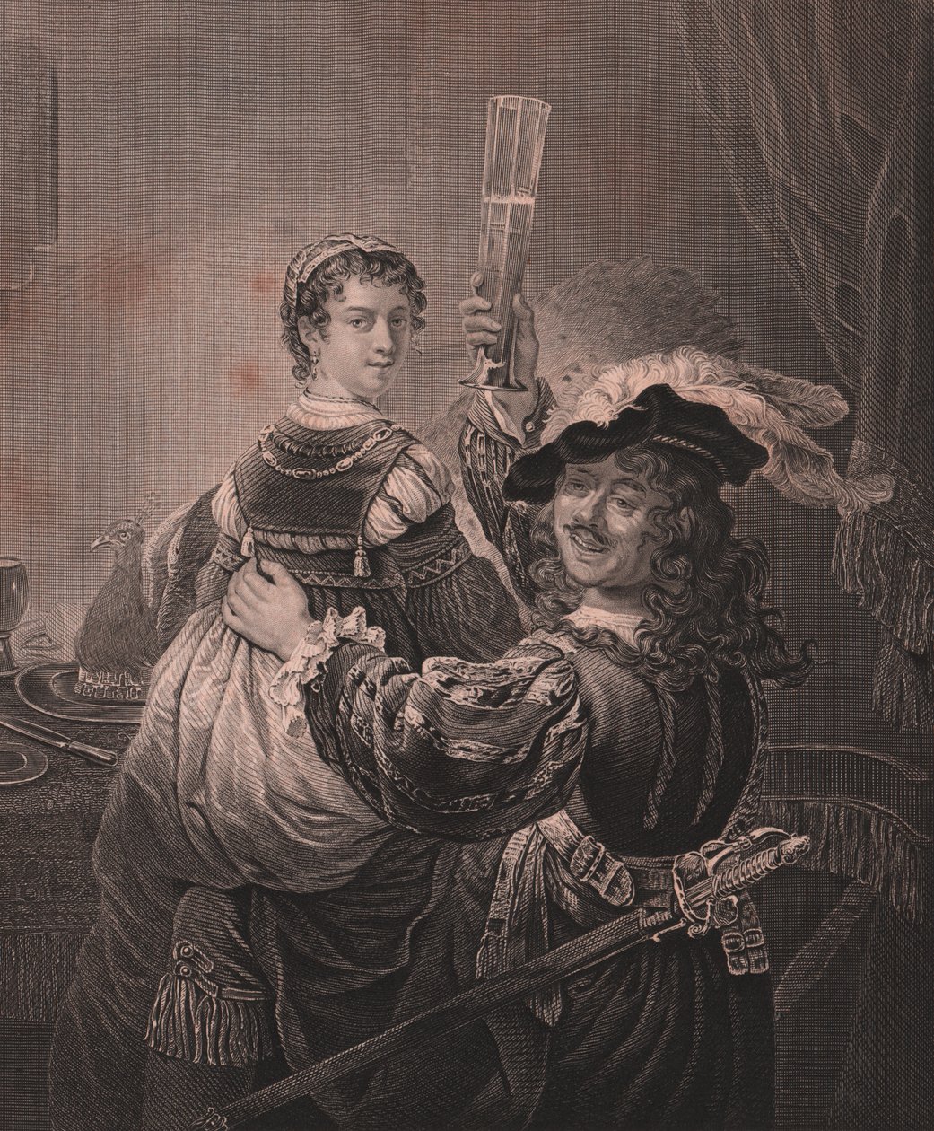 Rembrandt feleségével, Saskiával, H Payne-t metszett Rembrandt festményéből, Payne Királyi Drezdai Galériájából, Albert Henry Payne, H Payne Dresden és Lipcsei Kiadó, 1840 körül alkotó: Unbekannt Unbekannt