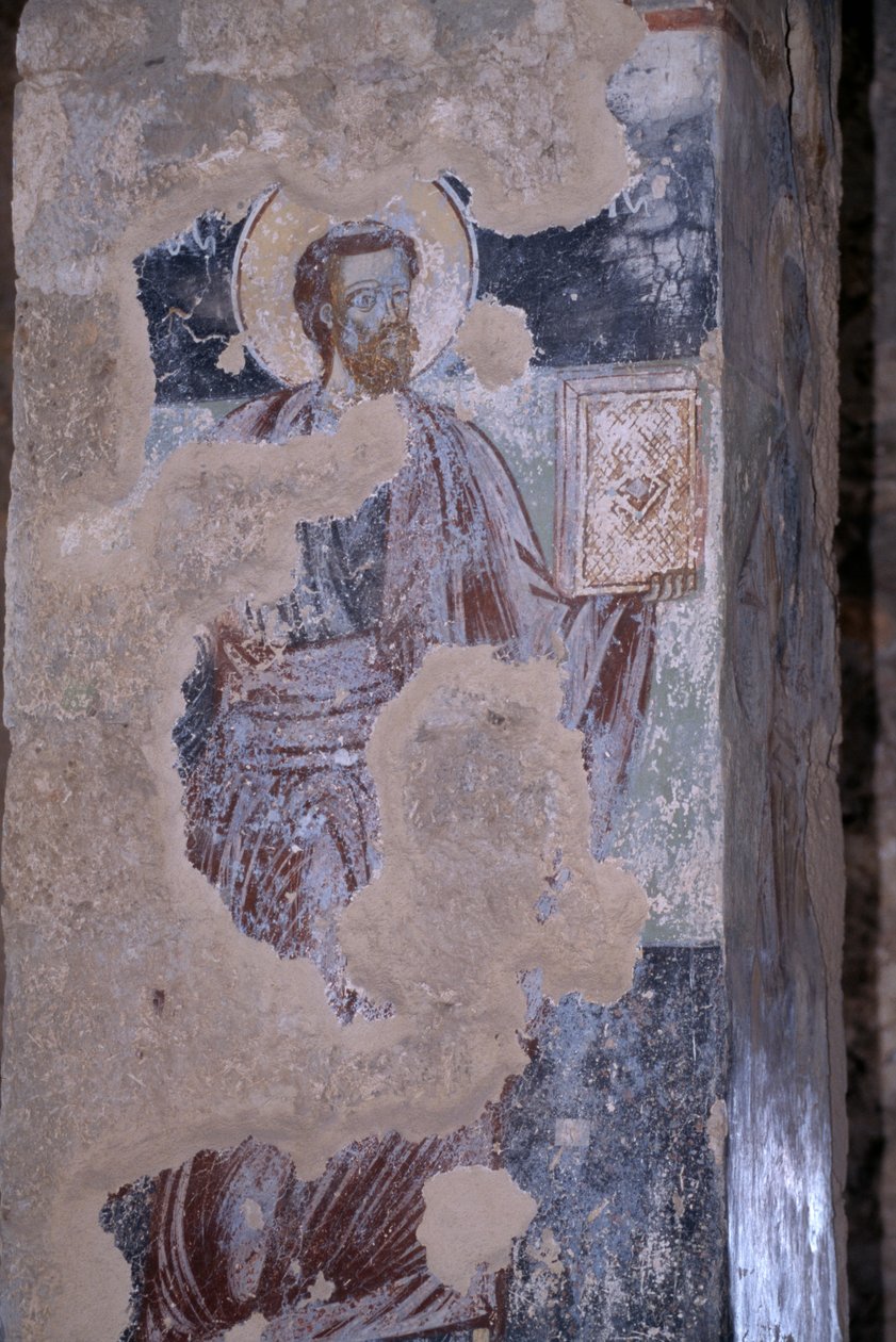 Szent, freskó Agios Nikolaos templomában, Mystras bizánci városában (UNESCO világörökségi lista alkotó: Unbekannt Unbekannt