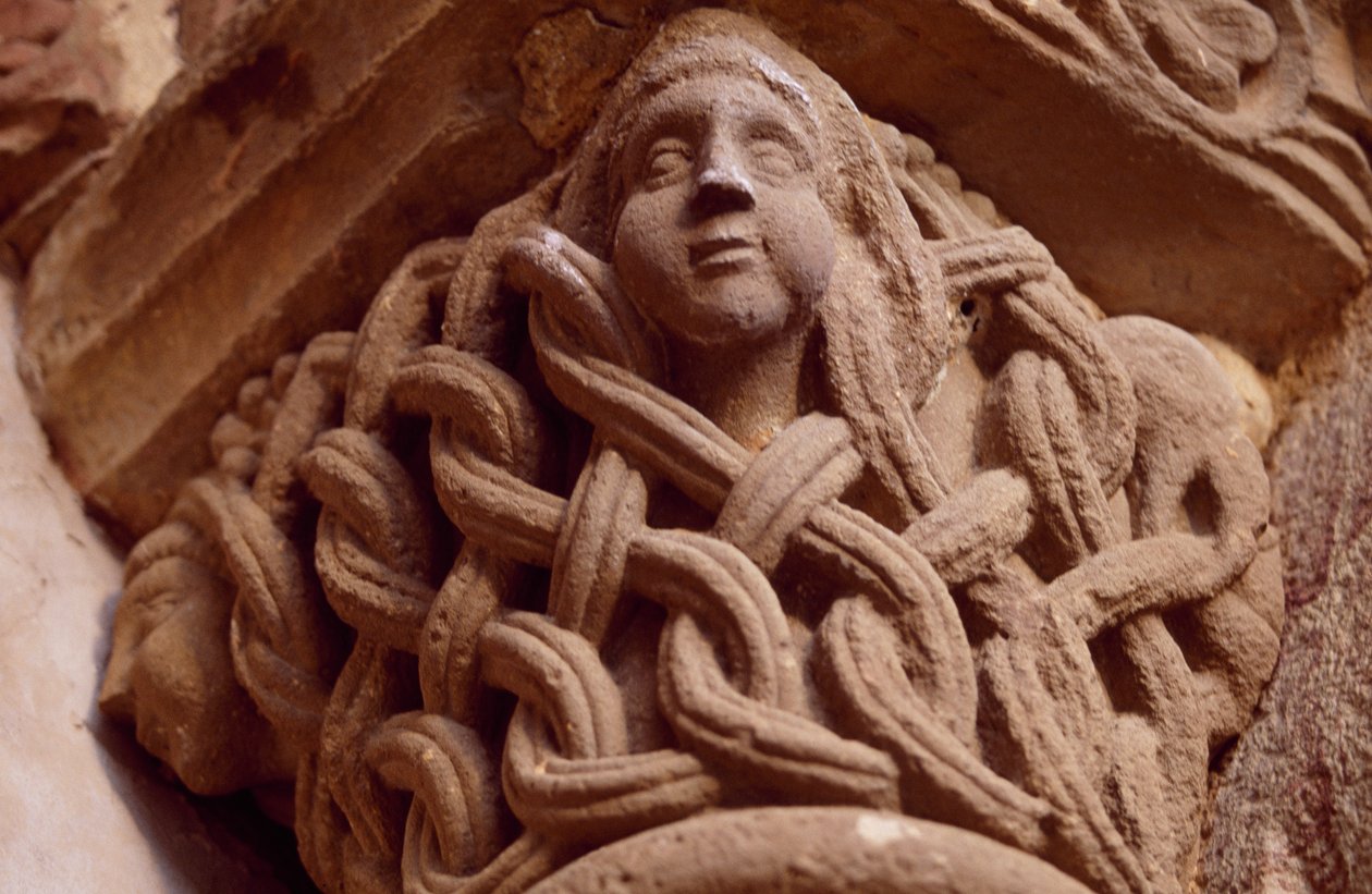 Spanyolország, Navarra, Leyre Szent Megváltó kolostora, Porta Speciosa, Feldíszített főváros alkotó: Unbekannt Unbekannt