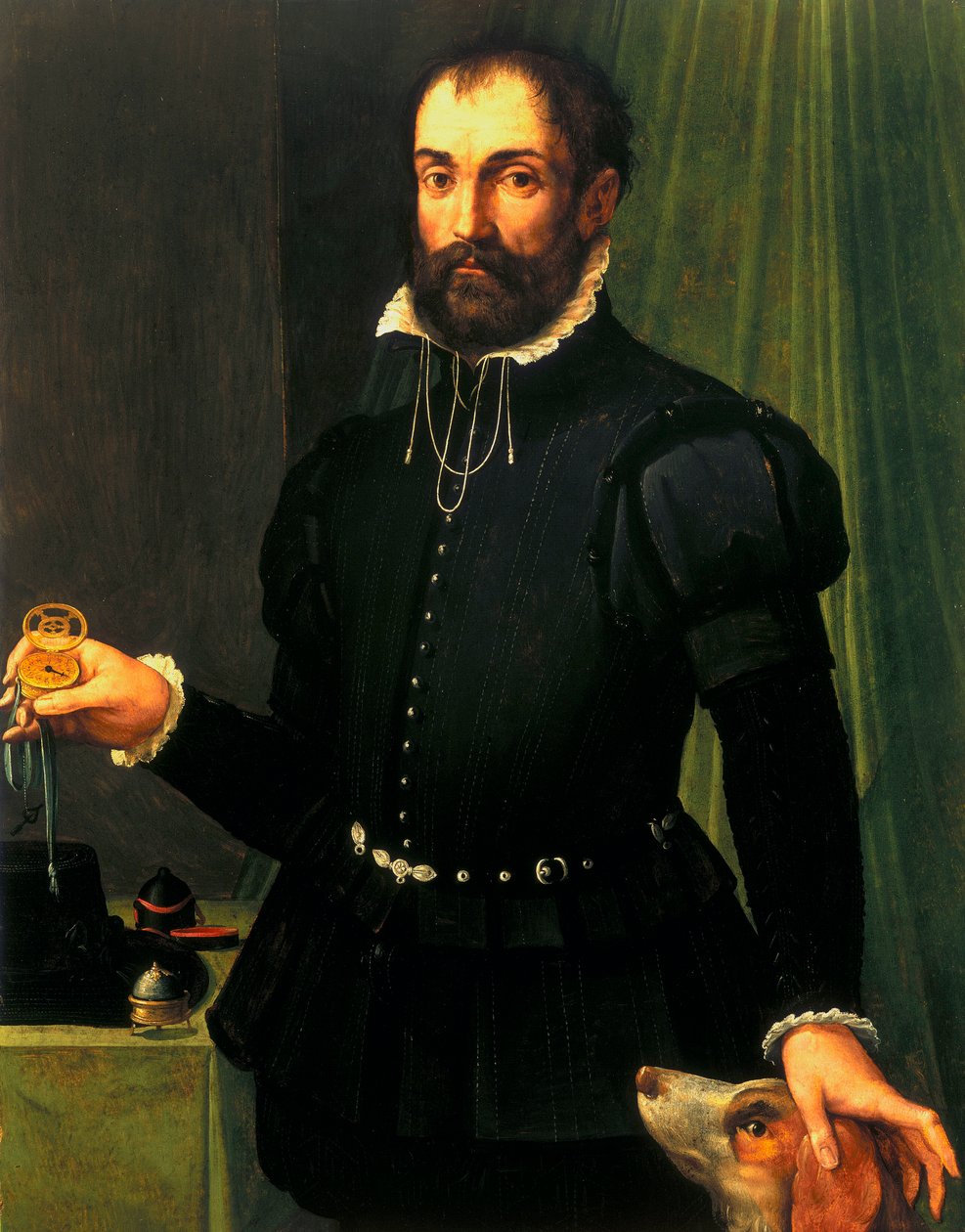 Órák, csukló, analóg Órát tartó férfi portréja, 1558 körül alkotó: Unbekannt Unbekannt